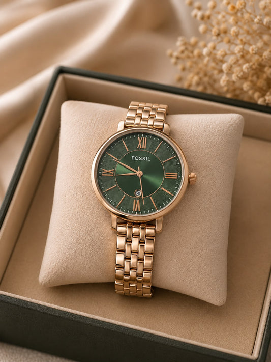 Foss Girls Roman Date Model Rose Green  Dial Womens Watch