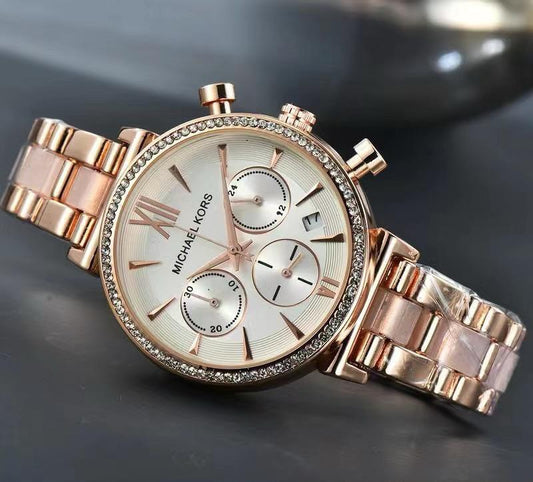 MK GIRLS Two Tone White Dial WOMENS WATCH ( Design 5 )