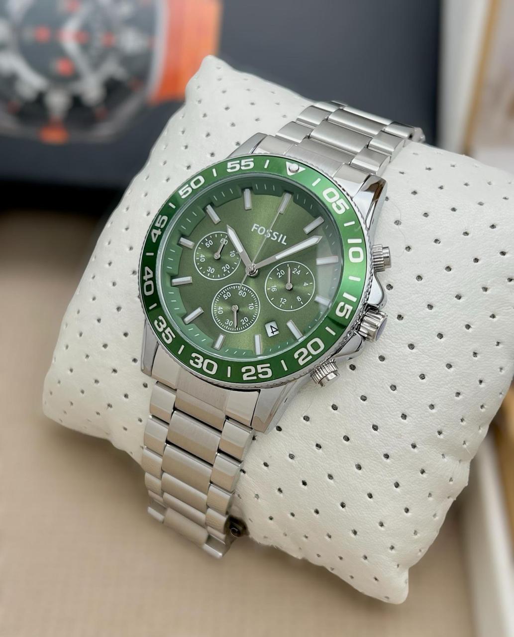 Fos Banon Silver Green Chain Watch ( Battery Operated )