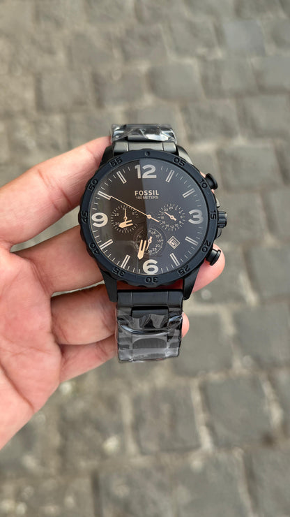 Foss Chronographic New number Design Full Black Watch