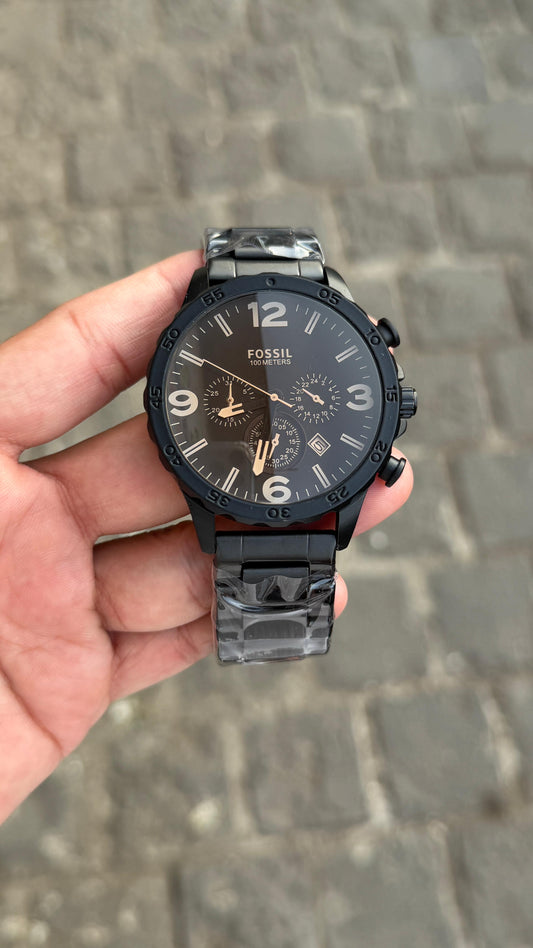 Foss Chronographic New number Design Full Black Watch