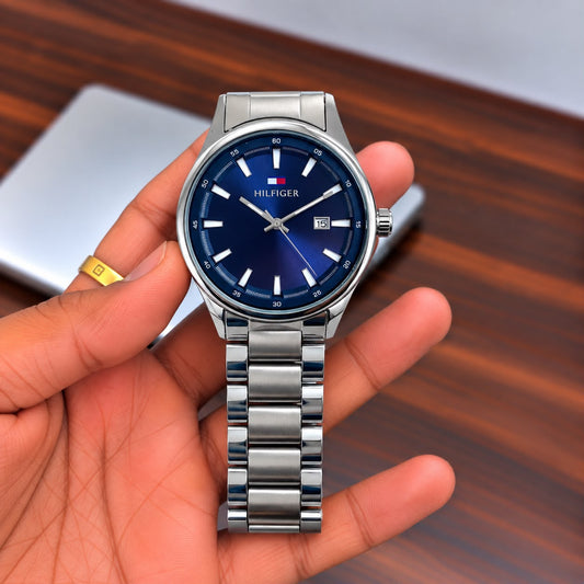 Tom-y Classic Chain Watch Silver Blue Dial