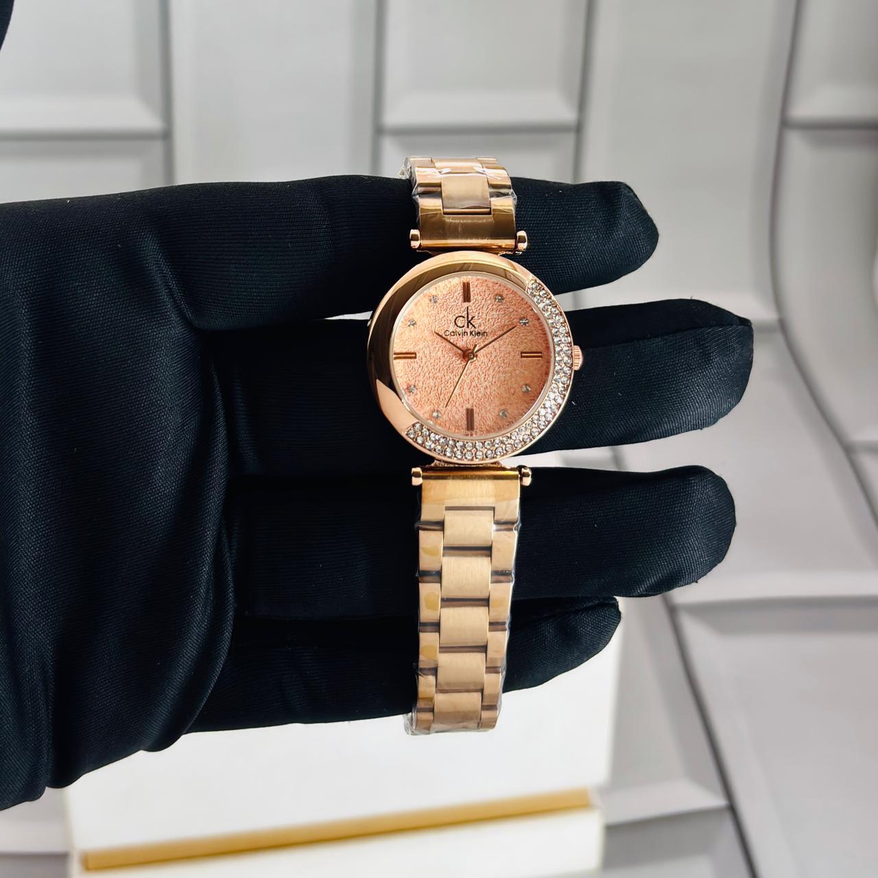 C-K GIRLS WATCH  Rose Gold Pink DIAL DIAMOND