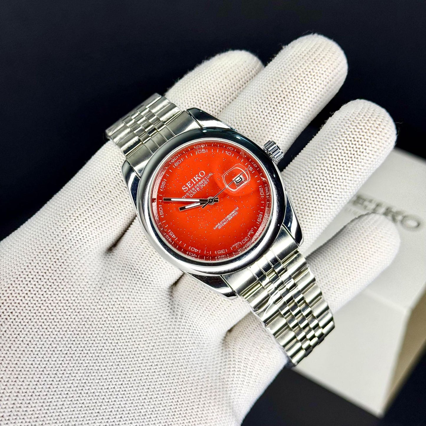 Seko Jubliee Belt Red Dial Watch