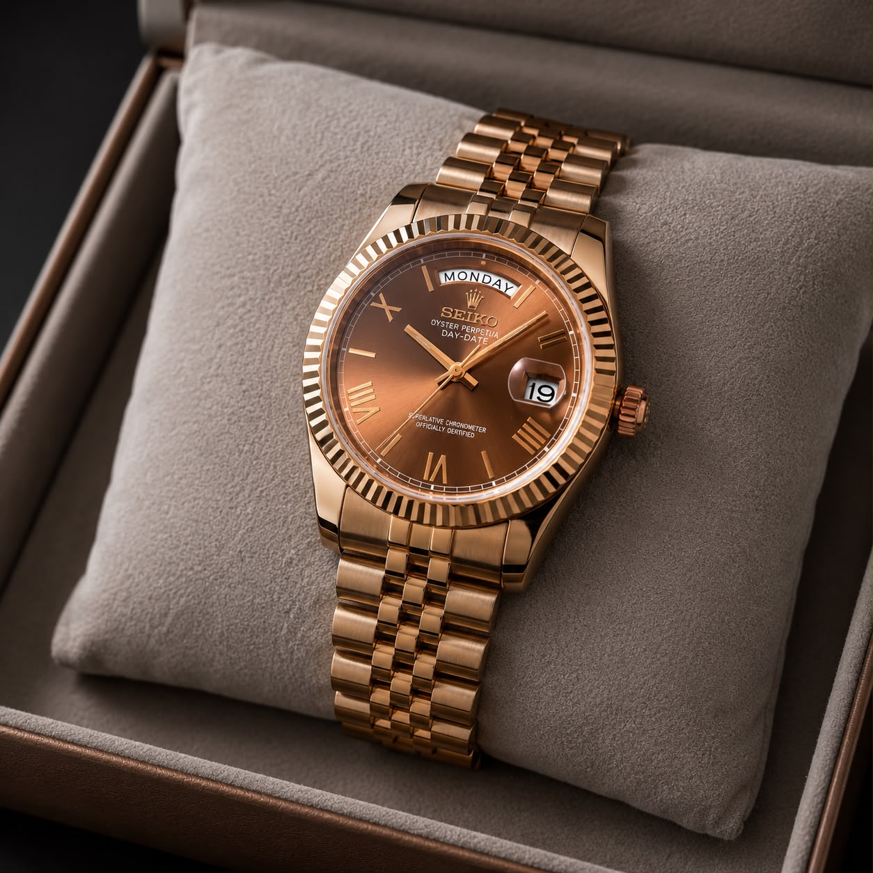 SEKO DAYDATE  MODEL JUBLIEEE BELT FULL ROSE GOLD