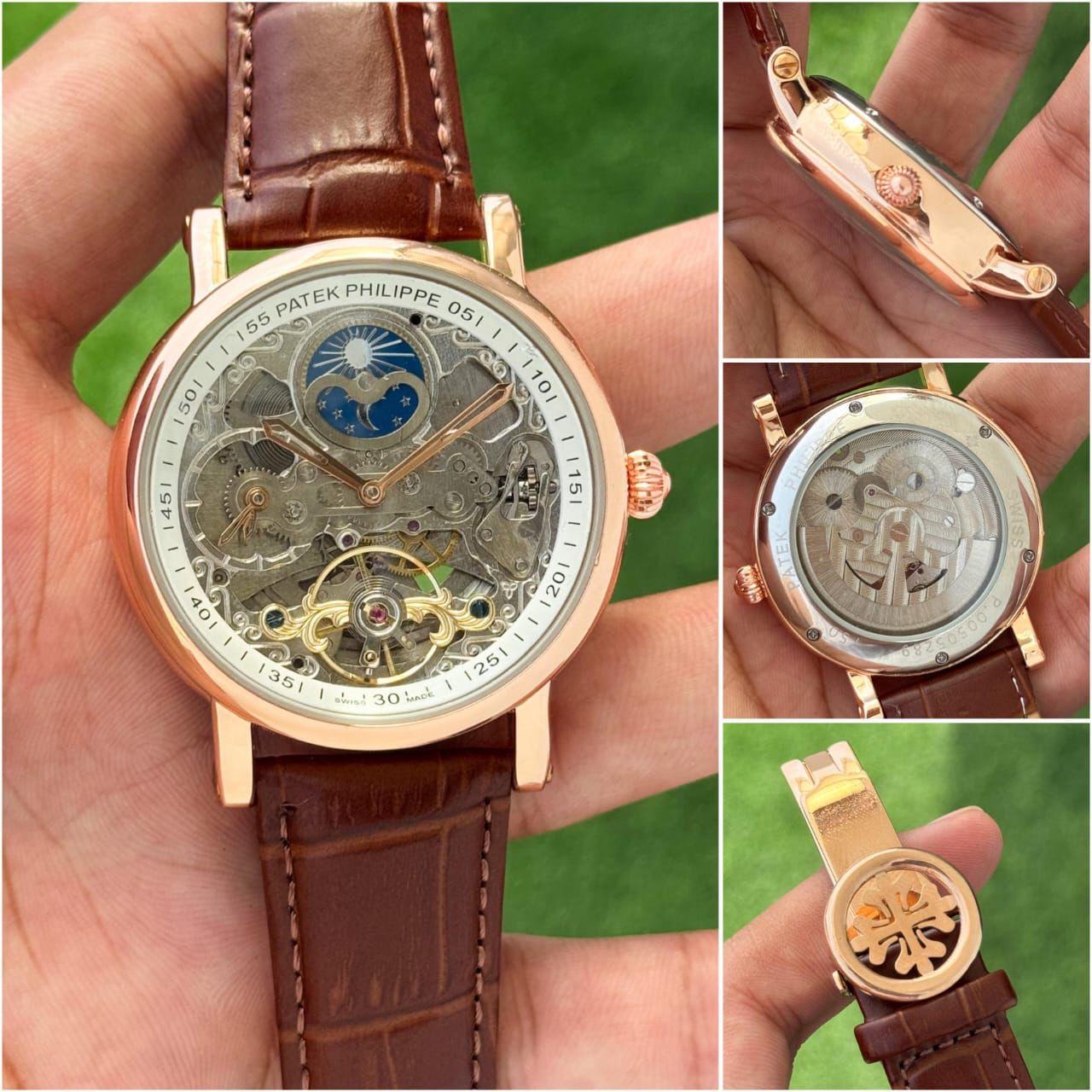 PP AUTOMATIC SKLETON LEATHER BELT WATCH ( Sun Moon Edition)