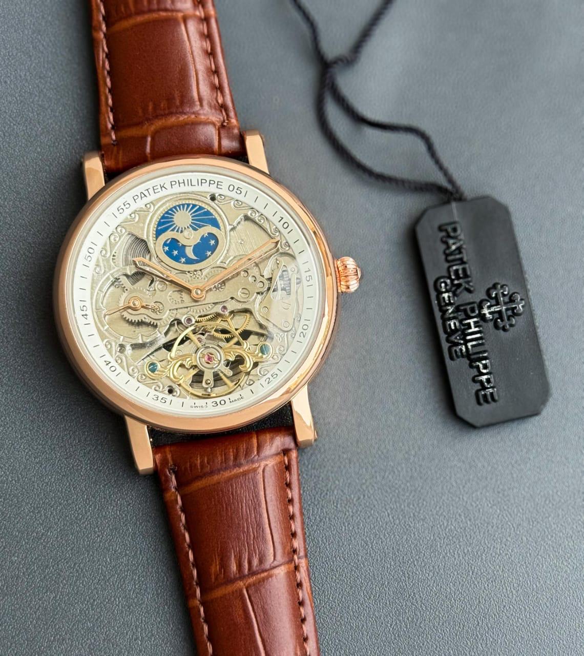 PP AUTOMATIC SKLETON LEATHER BELT WATCH ( Sun Moon Edition)