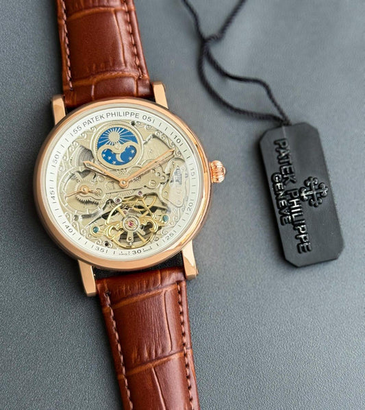 PP AUTOMATIC SKLETON LEATHER BELT WATCH ( Sun Moon Edition)