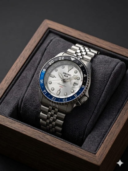Seko Gmt  Black Blue  bezel Watch 
( Battery Operated Looks Like Automatic )