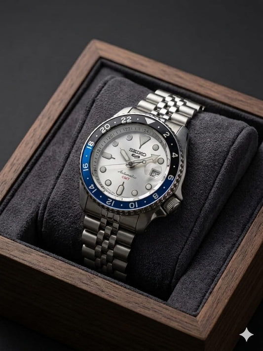 Seko Gmt  Black Blue  bezel Watch 
( Battery Operated Looks Like Automatic )
