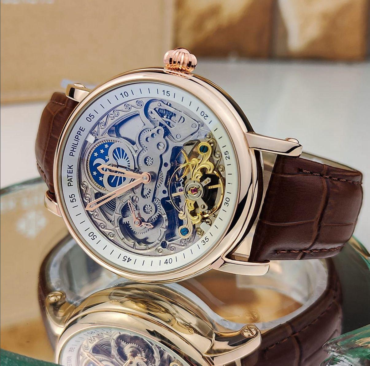 PP AUTOMATIC SKLETON LEATHER BELT WATCH ( Sun Moon Edition)