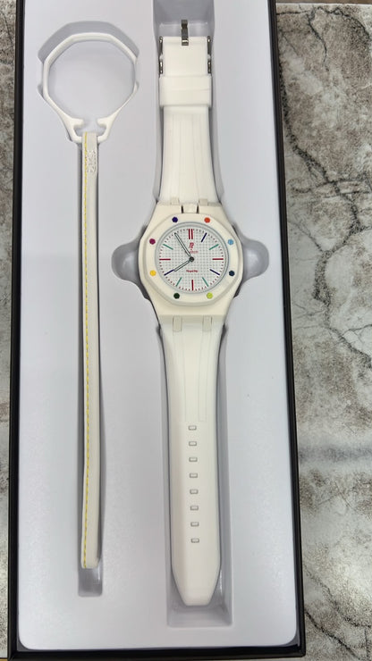 ROYAL POP WATCH WHITE COLOUR FIBER BODY