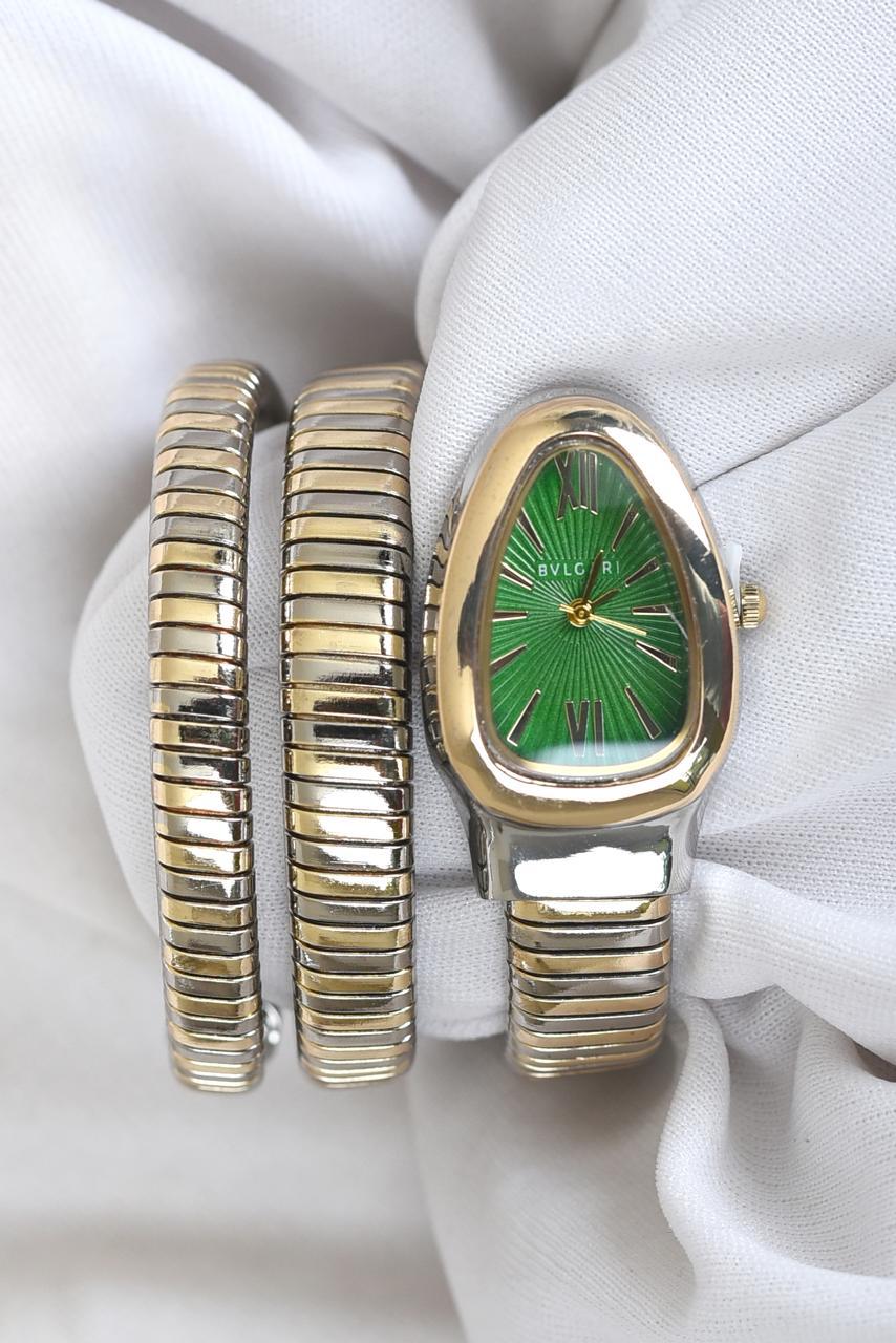 Bulgari Snake Regular Two Tone Green Dial Womens Watch
