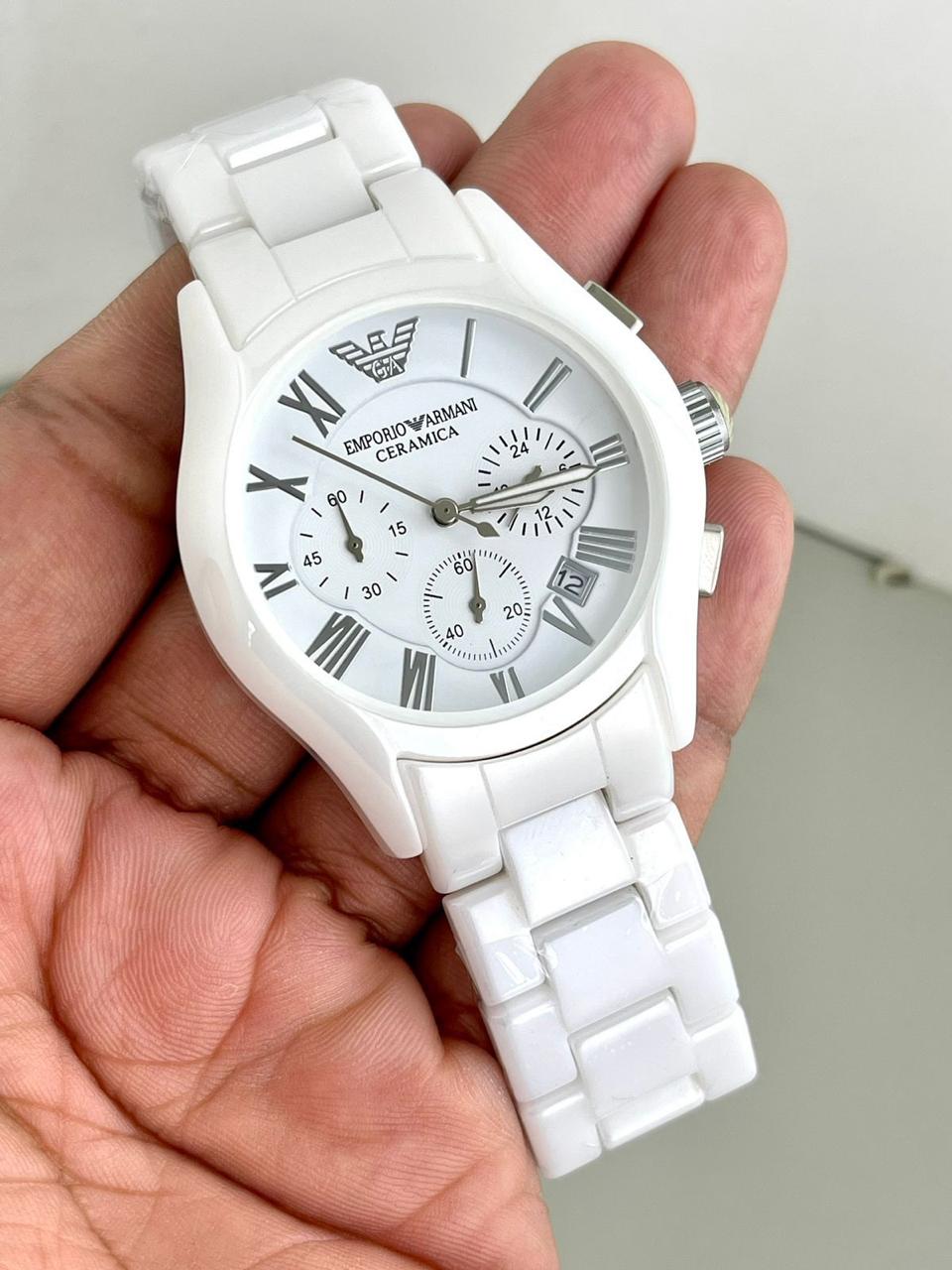 ARMAN CERAMIC FULL WHITE WATCH ( SILVER INNER )