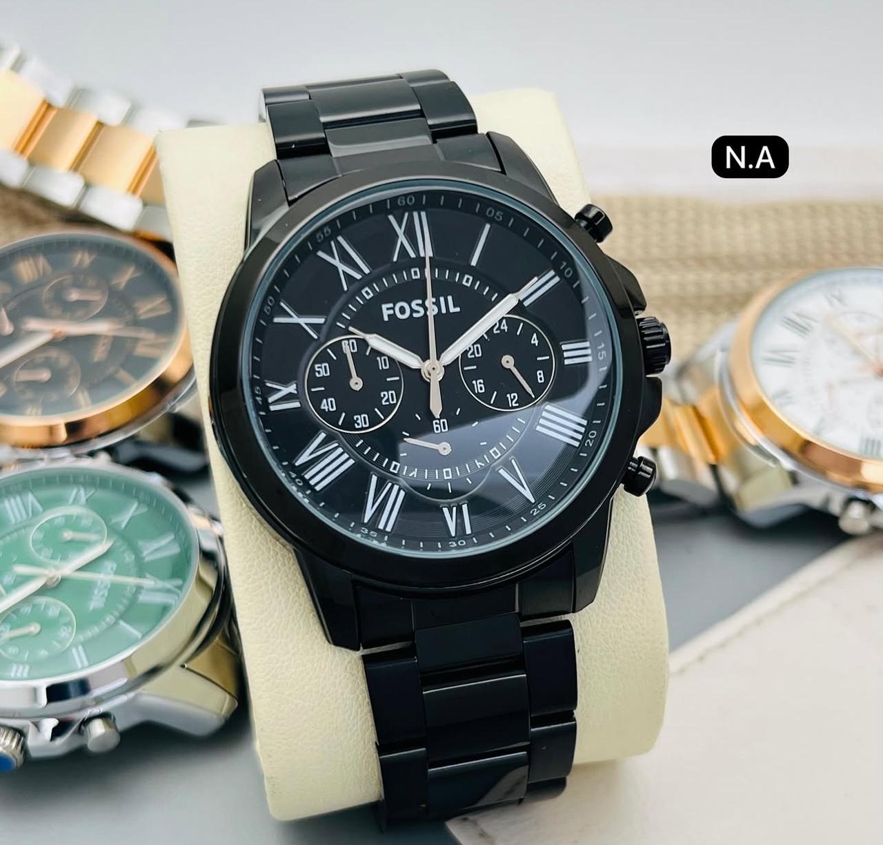 Fos Roman Dial Full Black Chain  Watch ( Battery Operated )