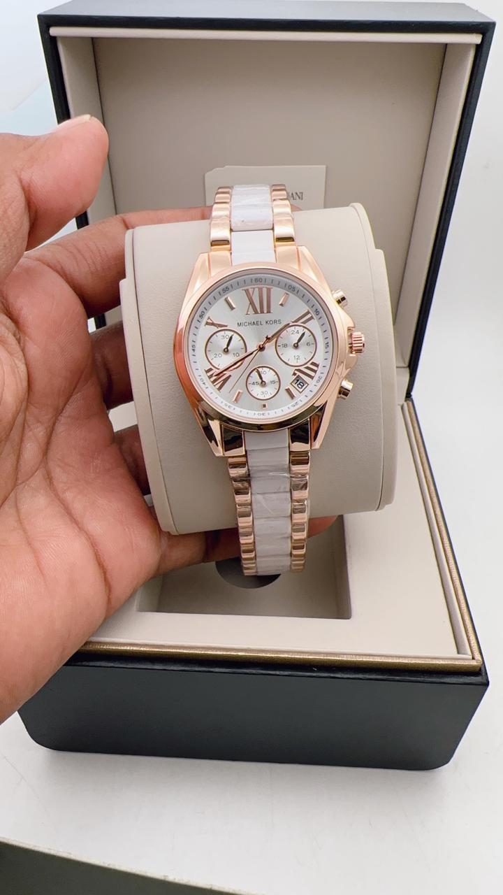 MK GIRLS Two Tone White Combination WOMENS WATCH ( Design 4 )