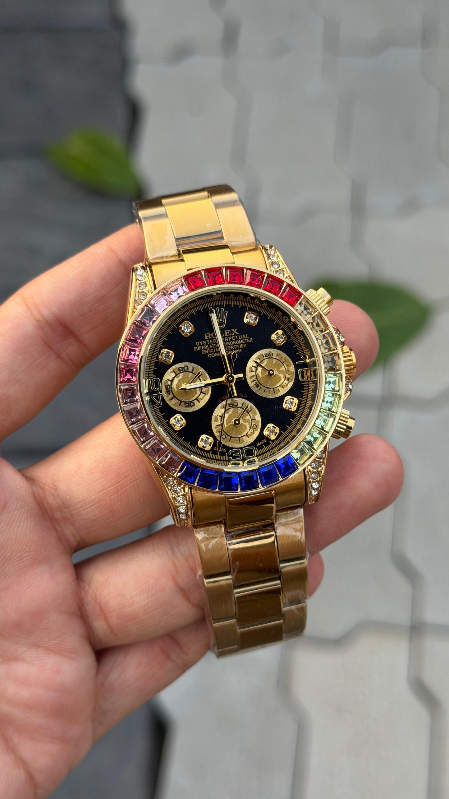 ROLE RAINBOW GOLD DIAMOND TRENDING CHRONOGRAPHIC WATCH