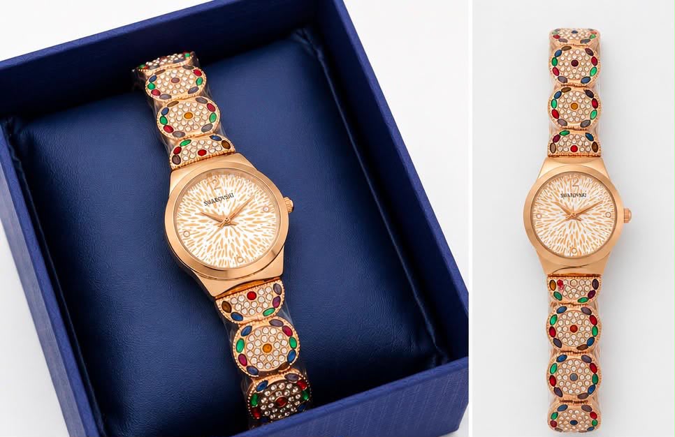 Svaroski Diamond Rose Gold Womens Watch