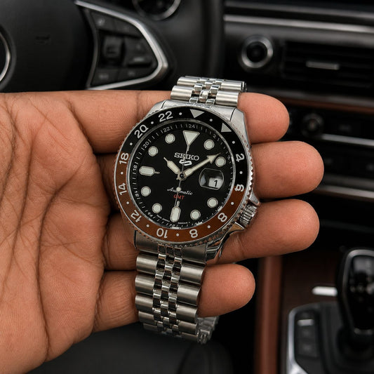 Seko Gmt  Black Brown bezel Watch 
( Battery Operated Looks Like Automatic )