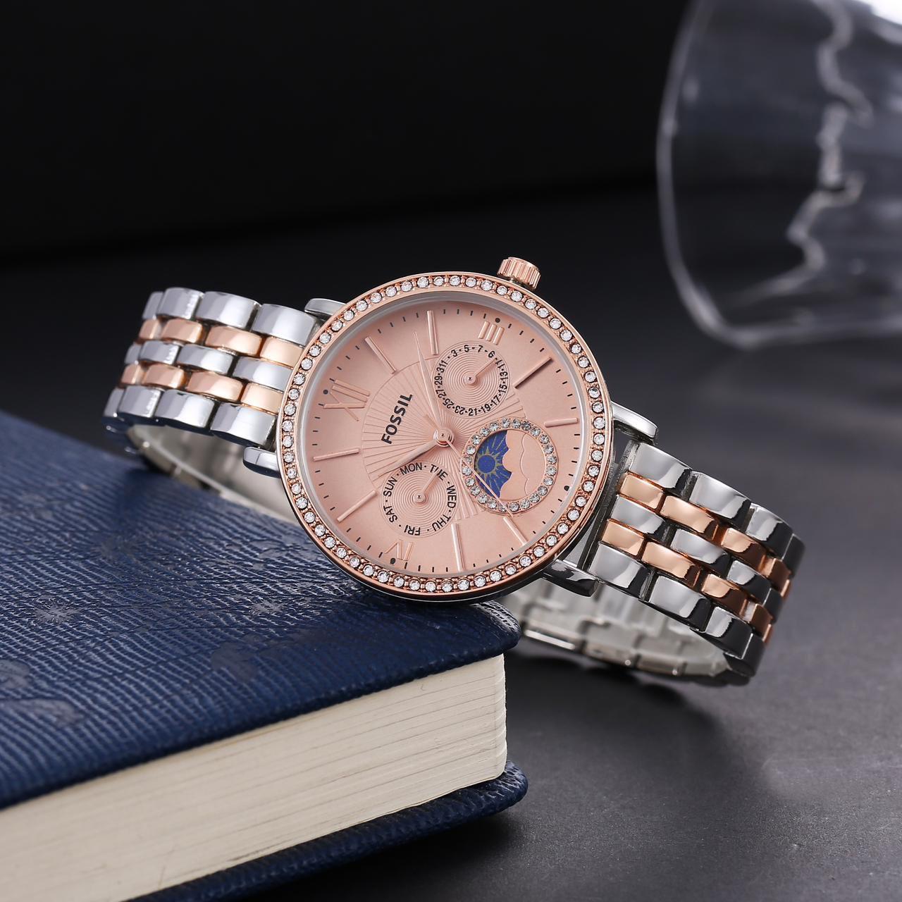 Fos Girls Roman Two Tone Pink  Dial Diamond