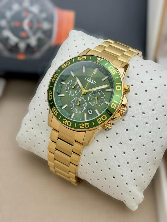 Fos Banon Gold Green Chain Watch ( Battery Operated )