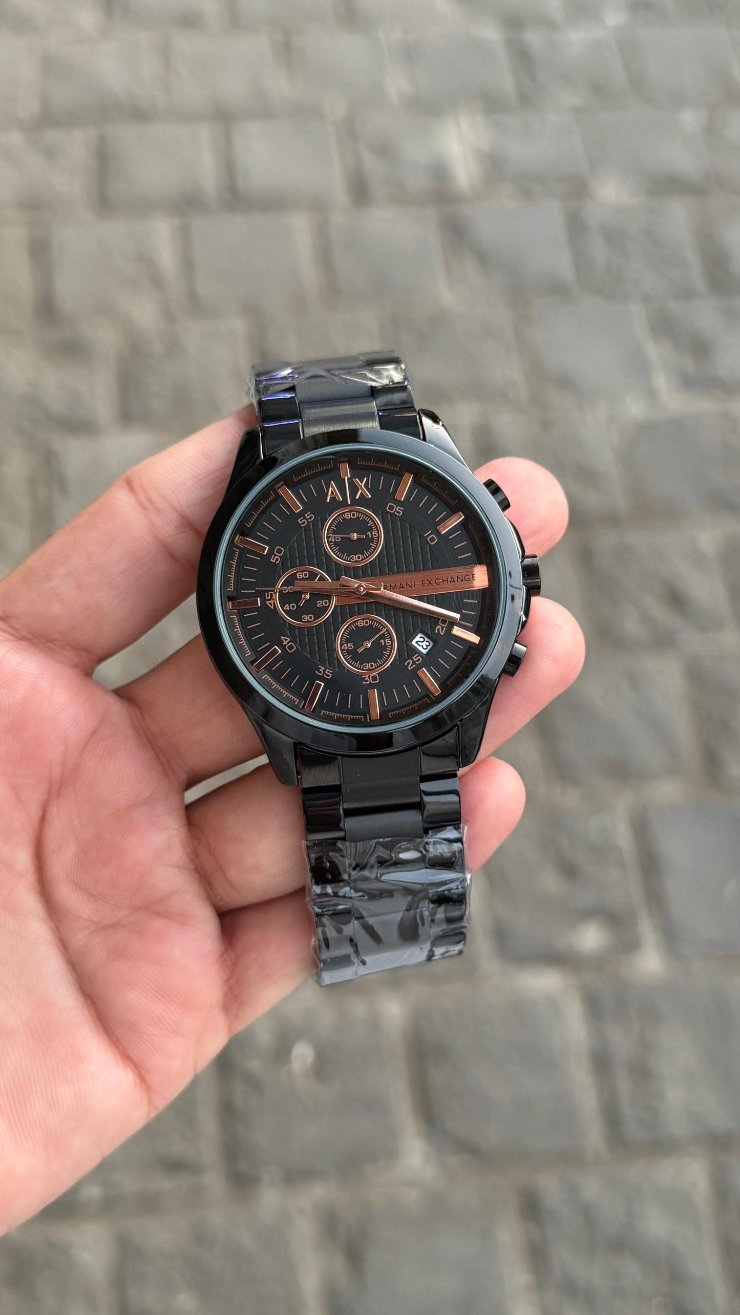 A-X New Black ROSE  Gold Combination Watch
