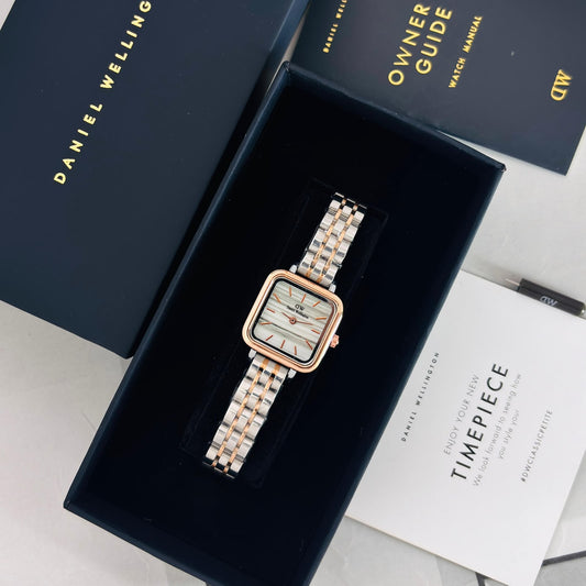 D-W Design 2 two tone white dial Womens watch