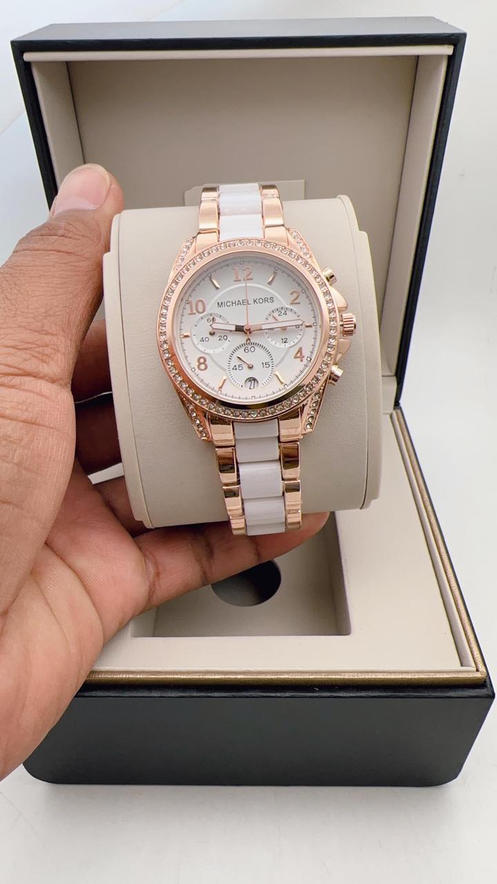 MK GIRLS Two Tone White Combination WOMENS WATCH ( Design 3 )