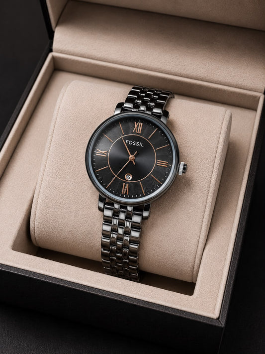 Foss Girls Roman Date Model Full Black Womens Watch