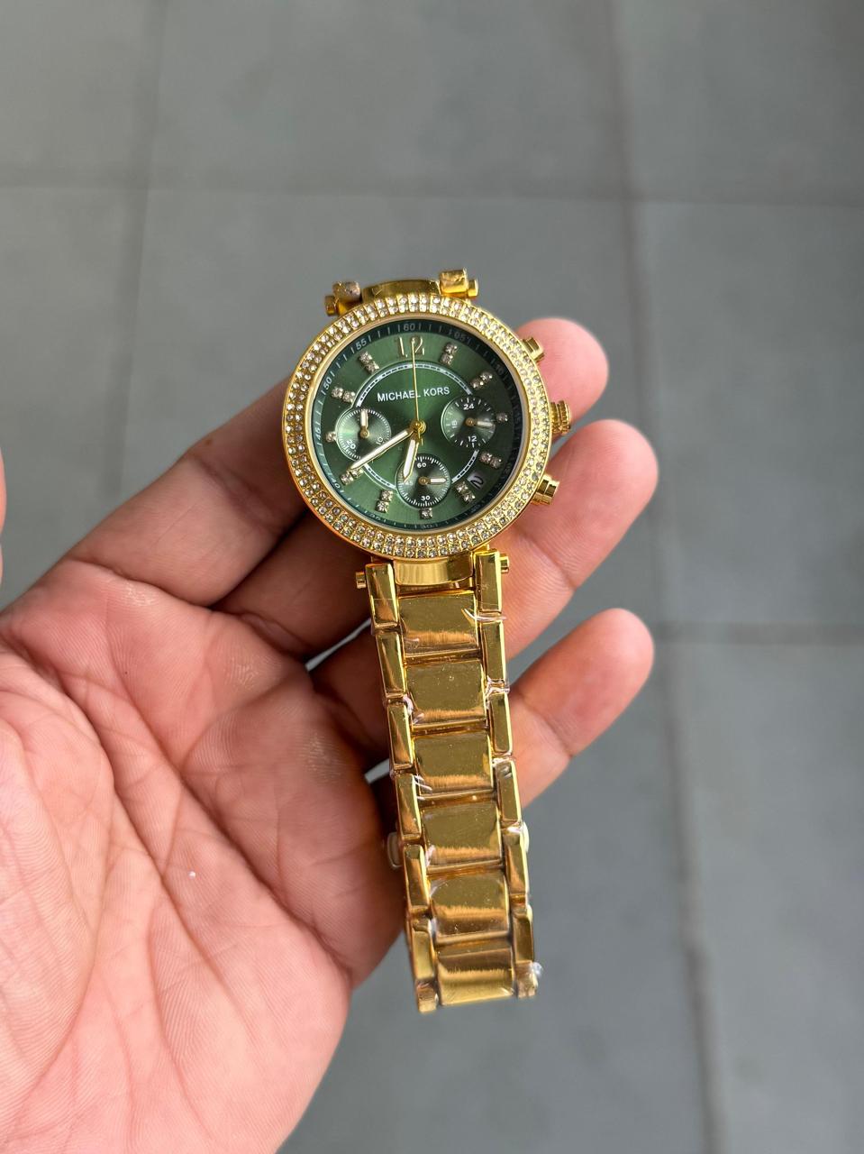 Mk GIRLS WATCH GOLD GREEN DIAL