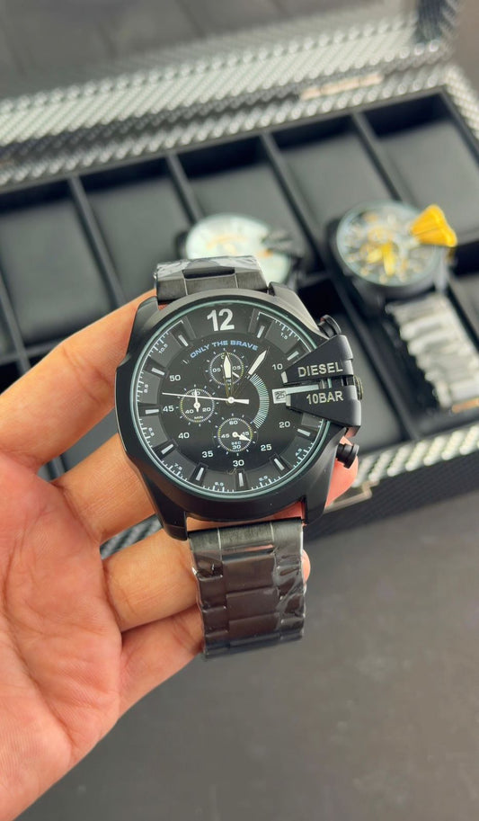 DIESAL 10 BAR JAPNESE QUALITY HEAVY FULL BLACK WATCH
