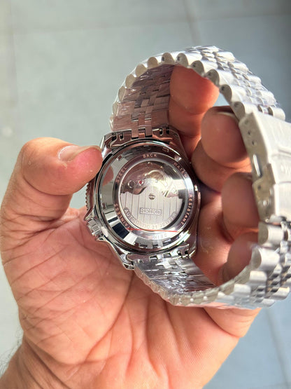 Seko Gmt  Silver Blue Watch 
( Battery Operated Looks Like Automatic )