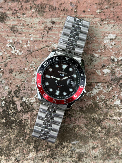Seko Gmt  Black Red  bezel Watch 
( Battery Operated Looks Like Automatic )