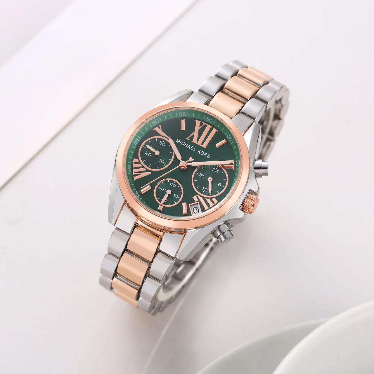 MK GIRLS Two Tone Green Dial WOMENS WATCH ( Design 4 )