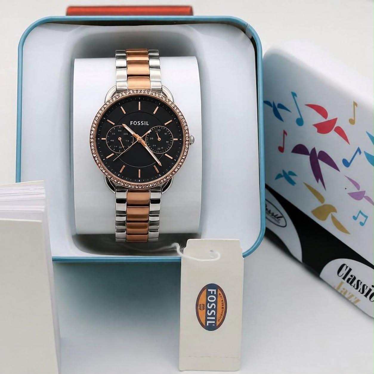 Fos Girls Japnese Two Tone Black Dial Womens Watch