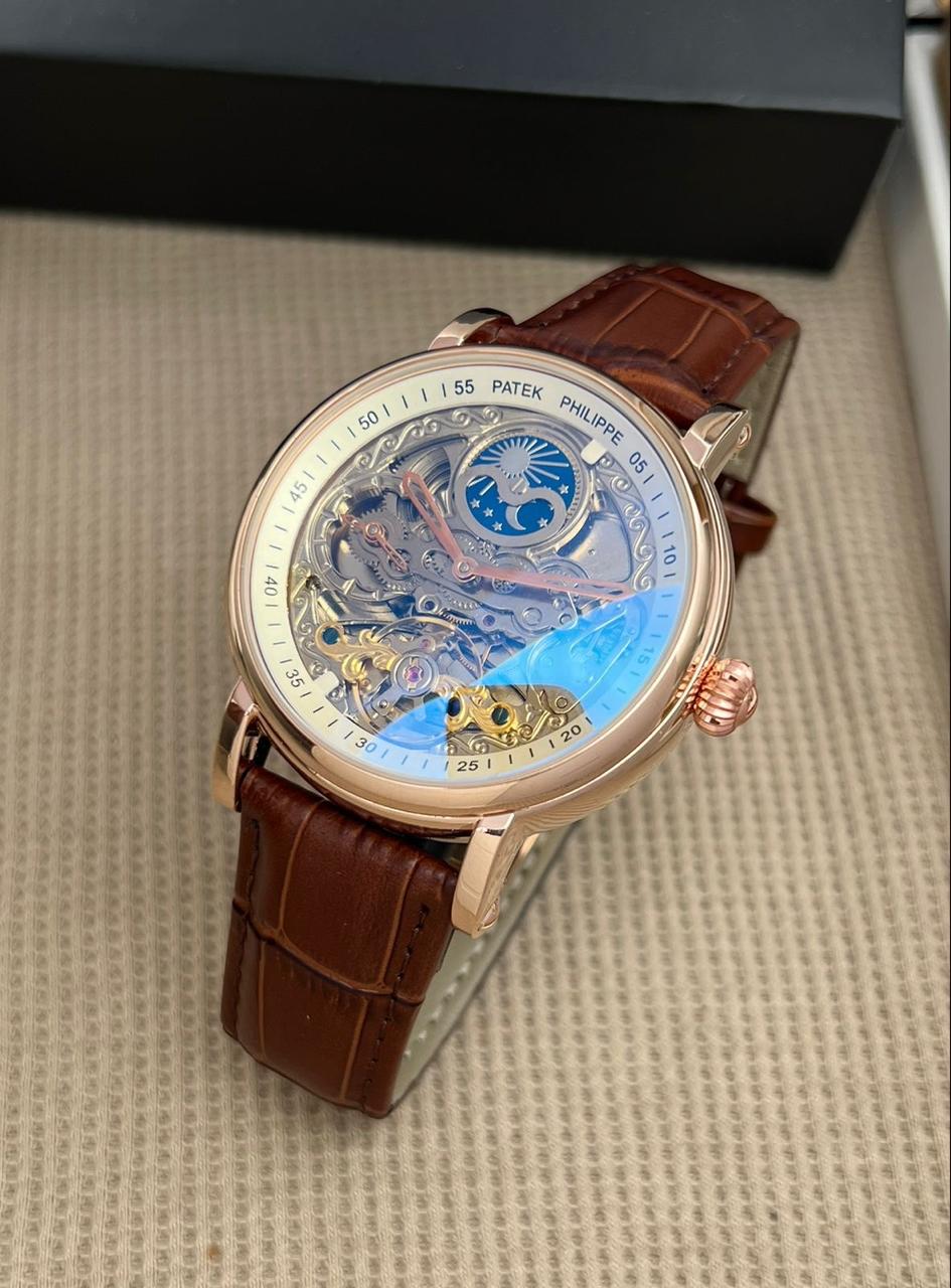 PP AUTOMATIC SKLETON LEATHER BELT WATCH ( Sun Moon Edition)