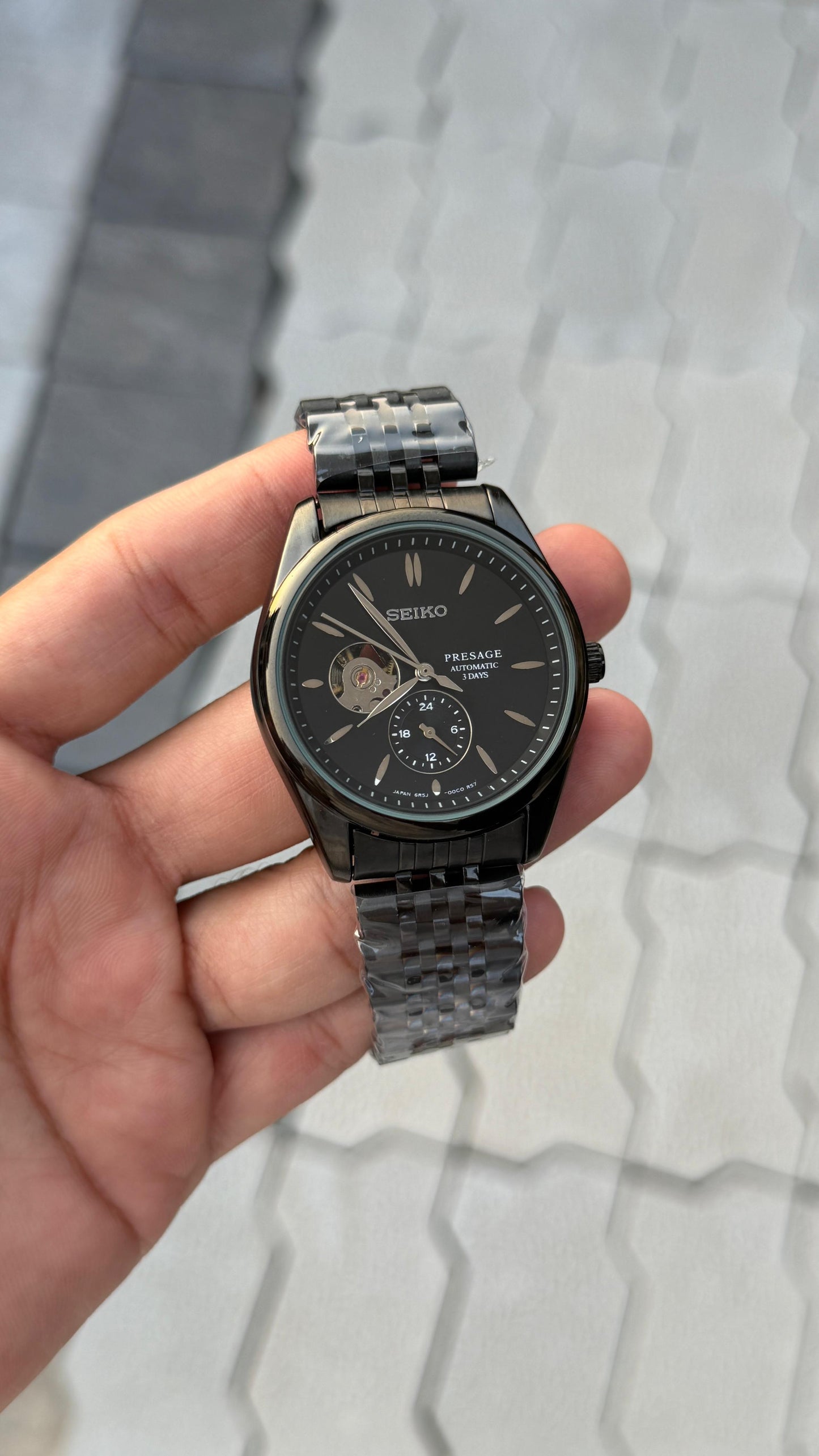 SEKO PRESAG AUTOMATIC FULL BLACK JUBLIEE BELT WATCH