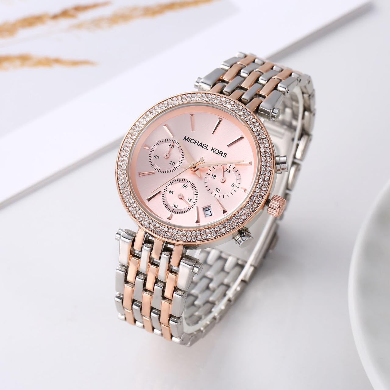 MK GIRLS Two Tone Pink Dial WOMENS WATCH ( Design 6 )