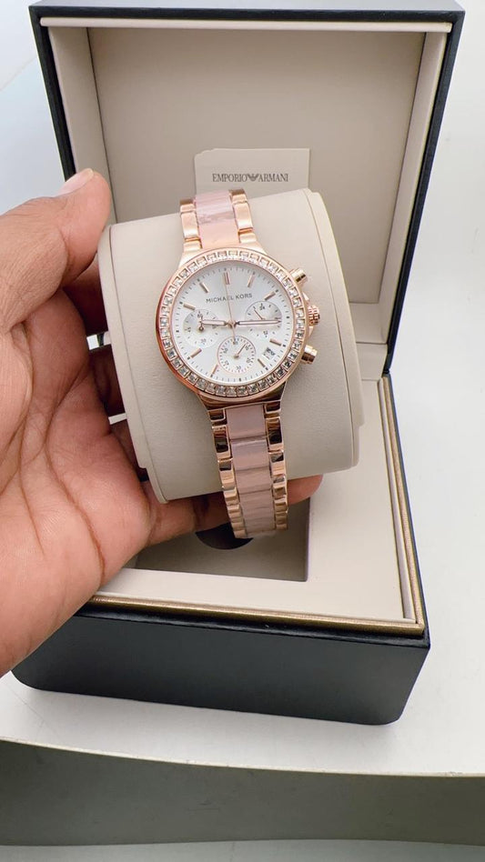 MK GIRLS Two Tone White DIAL  WOMENS WATCH ( Design 2 )