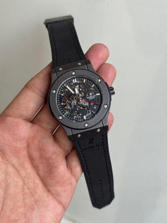 HUBLO FULLY AUTOMATIC BLACK DIAL BLACK BELT  WATCH