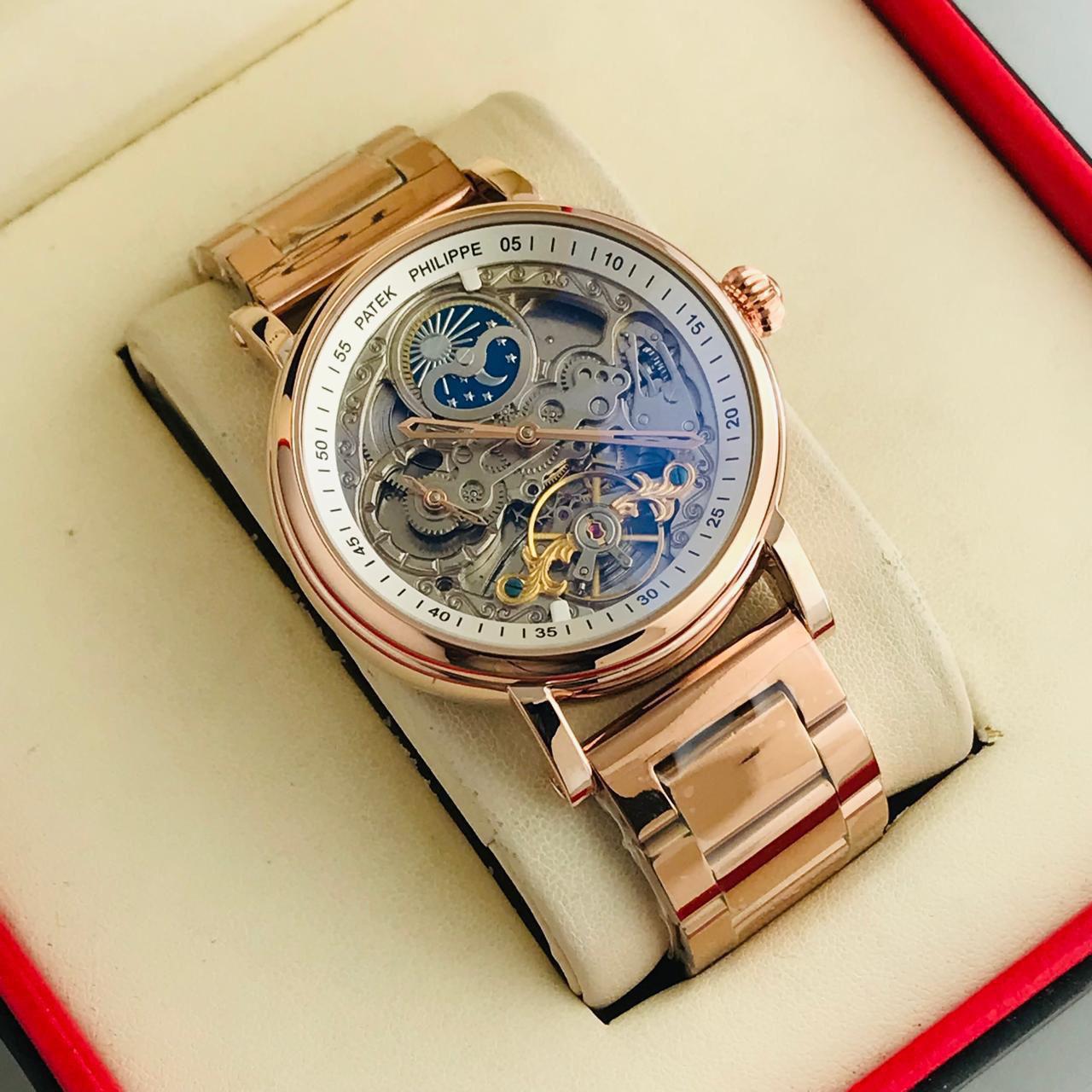 PP AUTOMATIC SKLETON Metal Chain  BELT WATCH ( Sun Moon Edition)