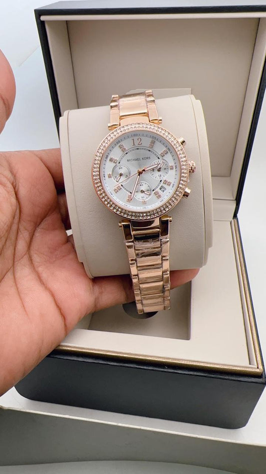 MK GIRLS REGULAR ROSE WHITE DIAL  WOMENS WATCH