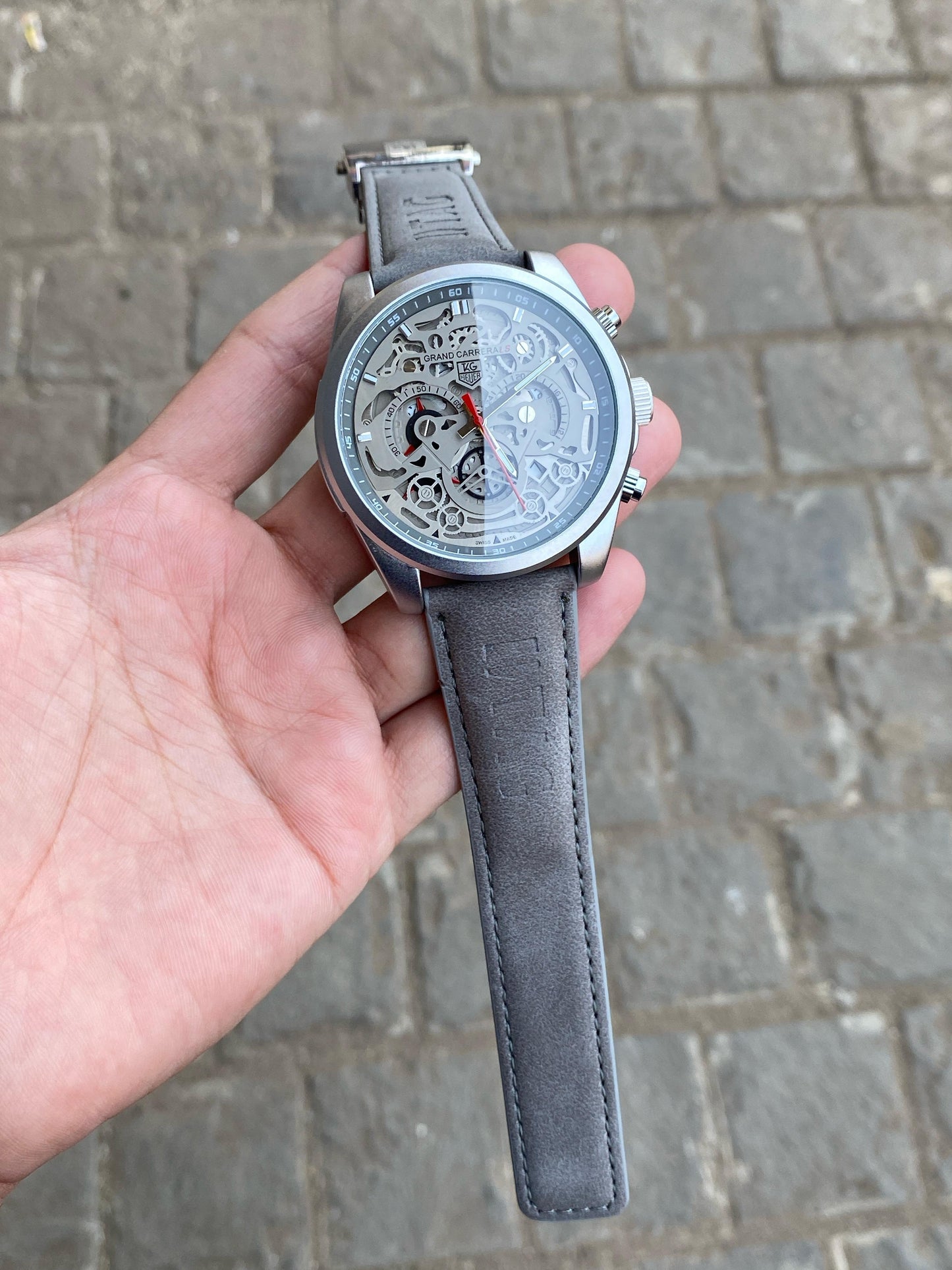 CR7 Leather Belt FULL Grey Belt Chronographic Watch