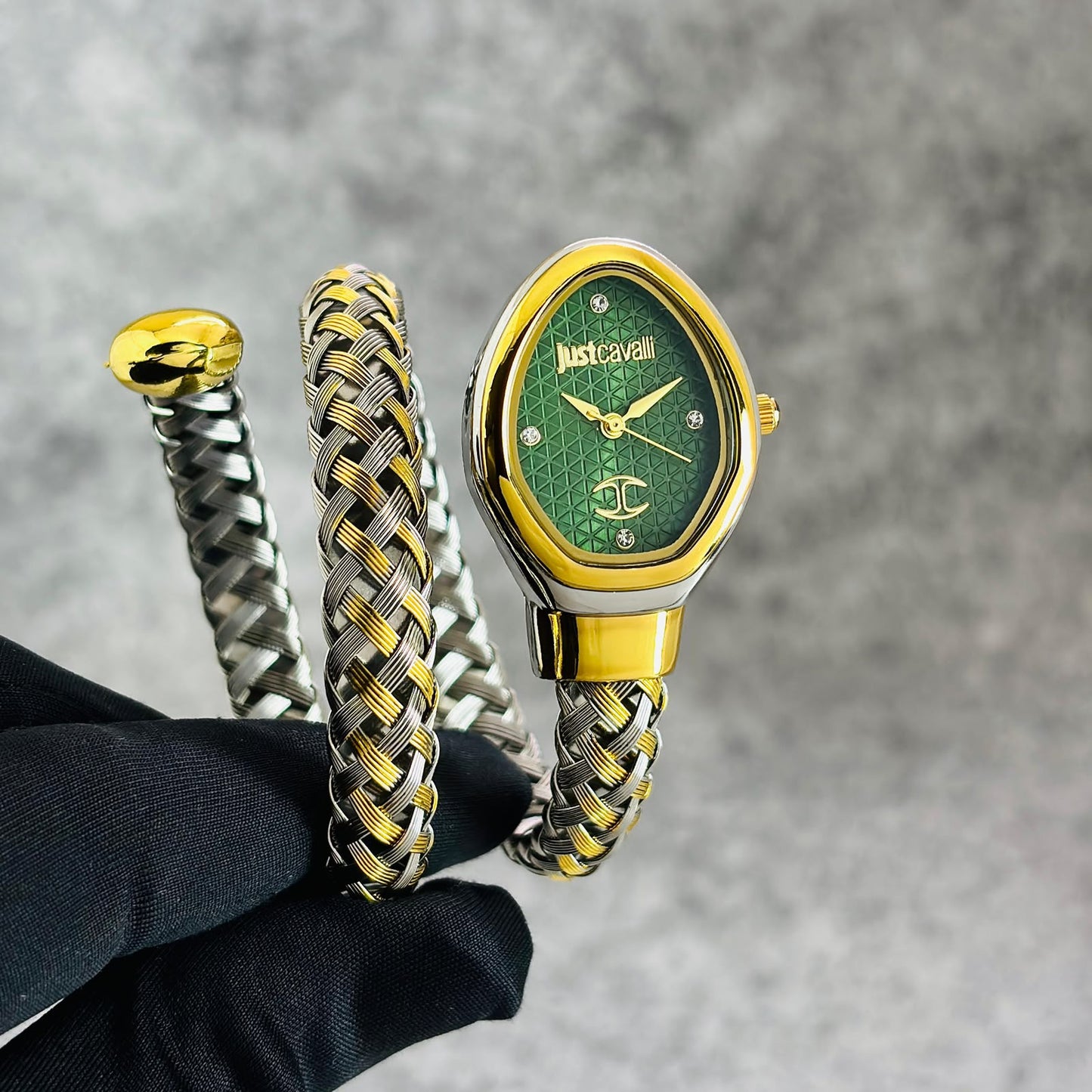 Cavali Snake Two Tone  Green Dial Womens Watch