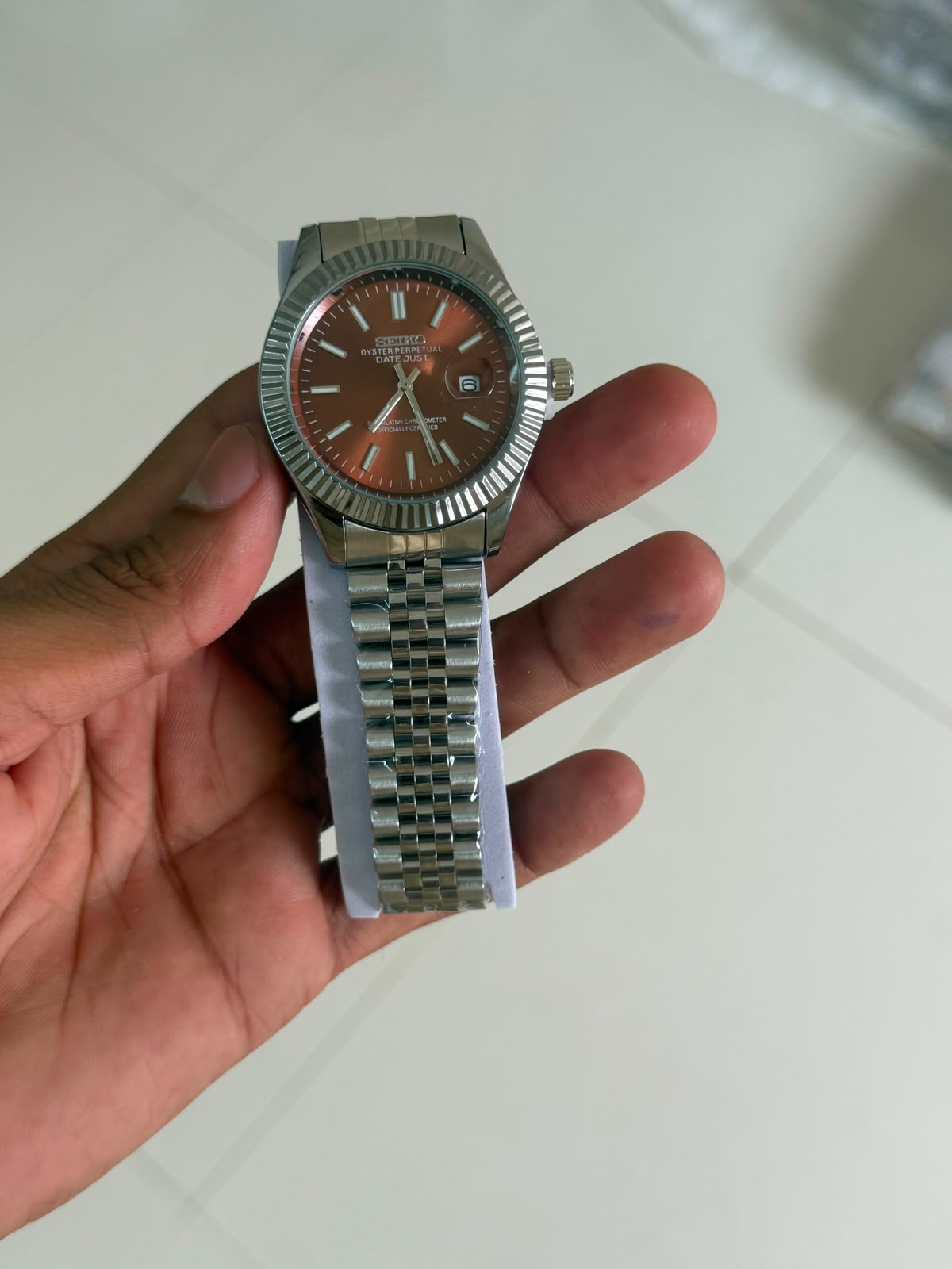 SEKO SUNBURST MODEL JUBLIEEE BELT SILVER BROWN DIAL