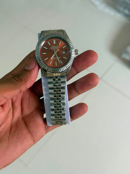SEKO SUNBURST MODEL JUBLIEEE BELT SILVER BROWN DIAL
