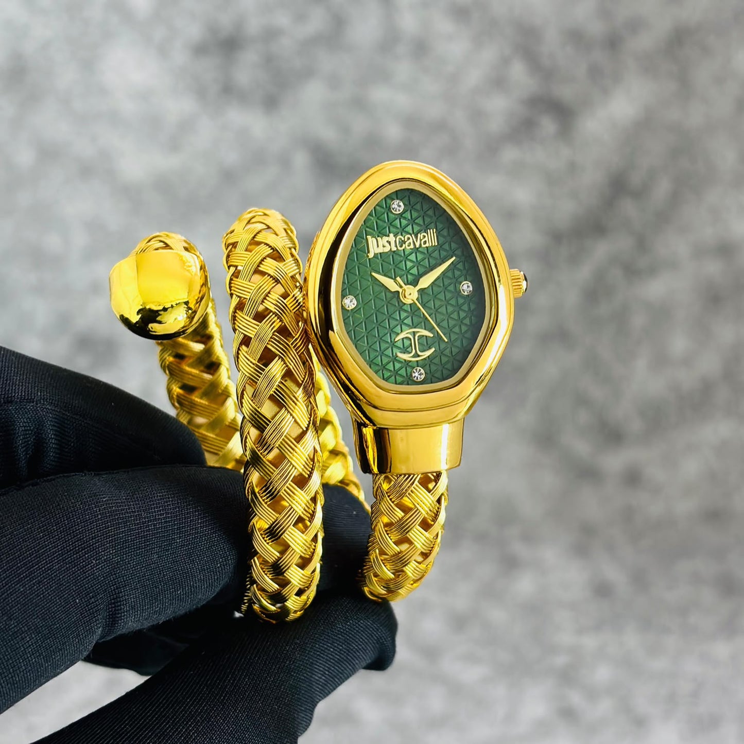 Cavali Snake Gold Green Dial Womens Watch