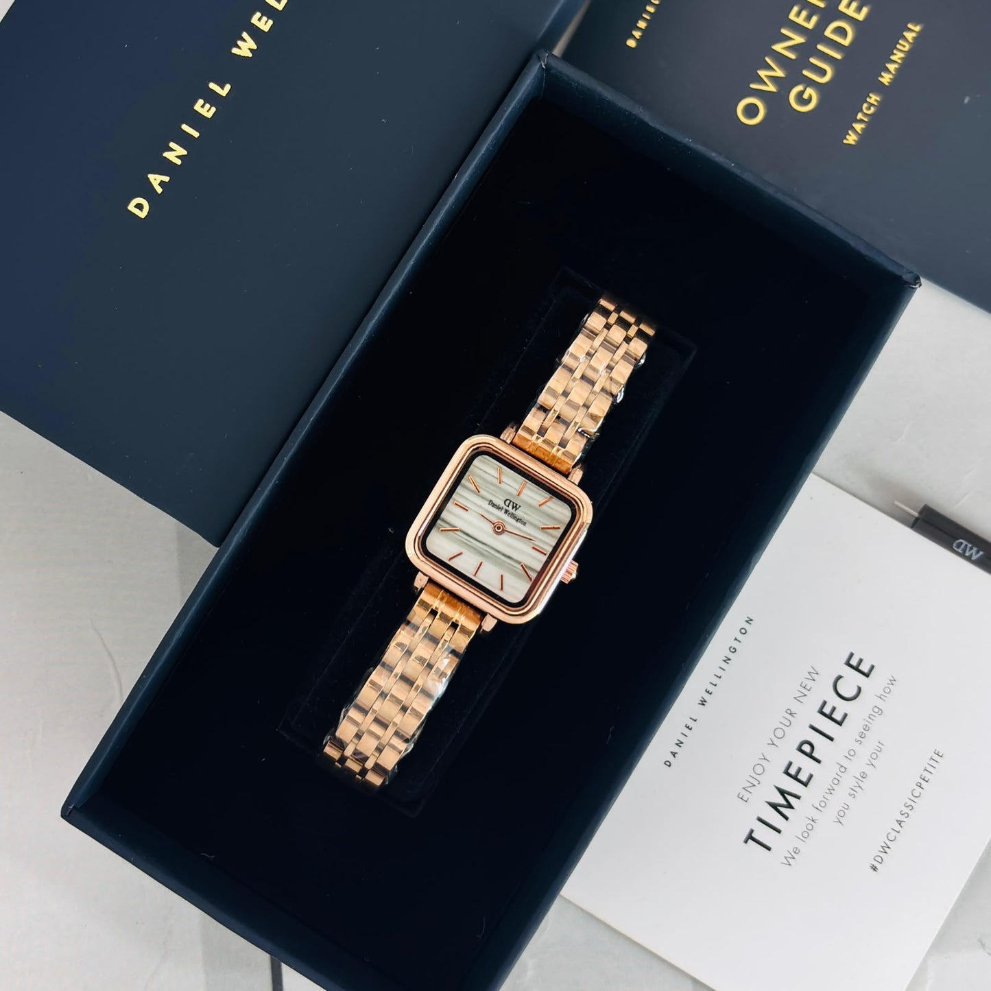 D-W Design 2 Rose white dial Womens watch