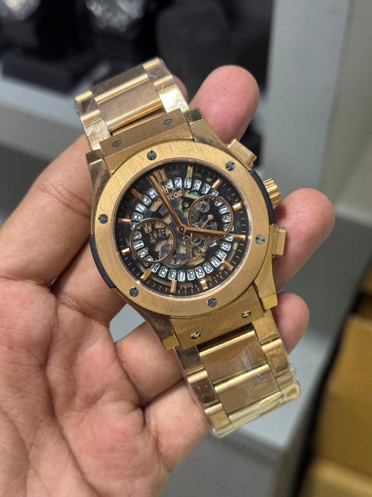 HUBLO AUTOMATIC ROSE GOLD CHAIN WATCH JAPNESE