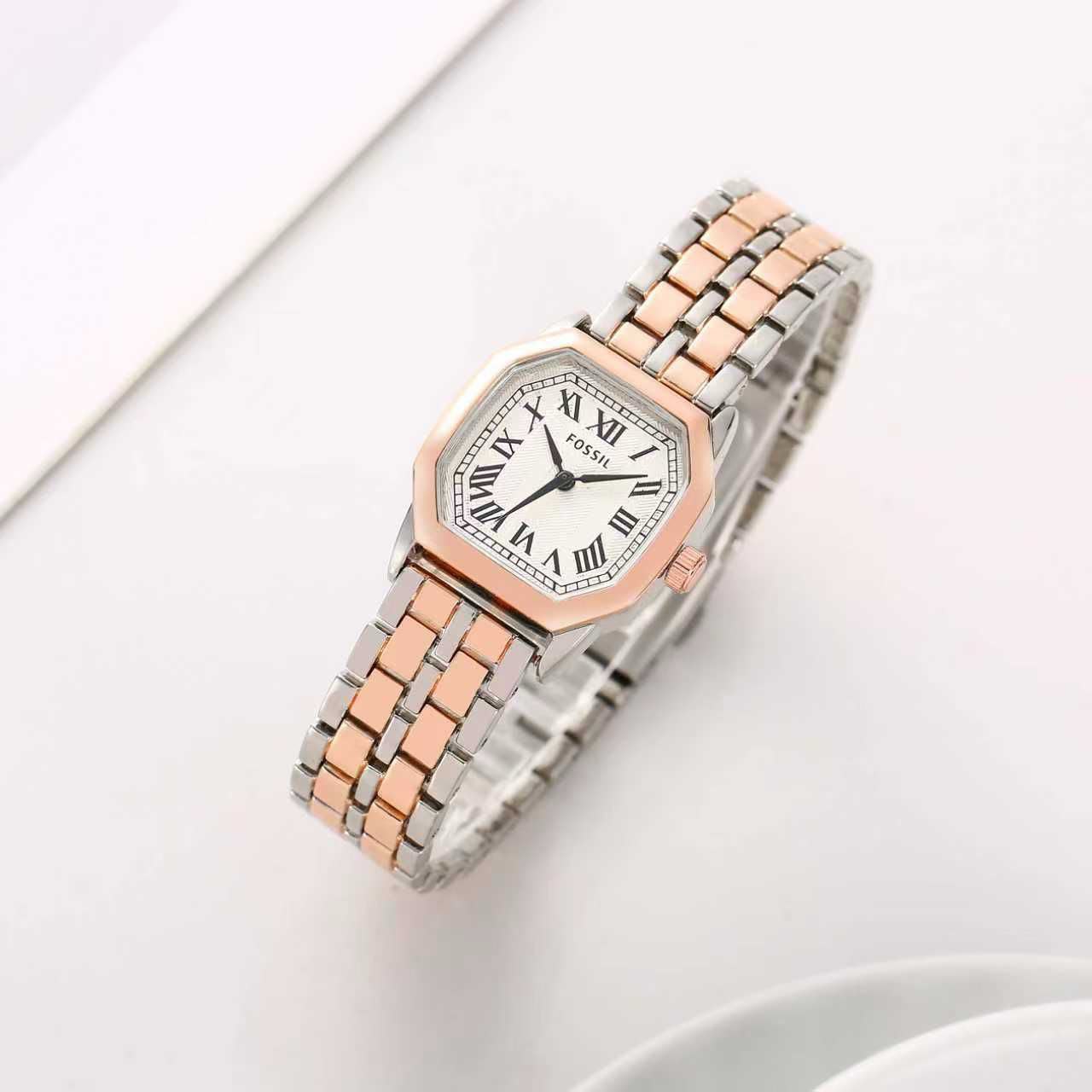 Fos Girls Two Tone Rose White  Colour New  Roman Design Trending Girls Watch